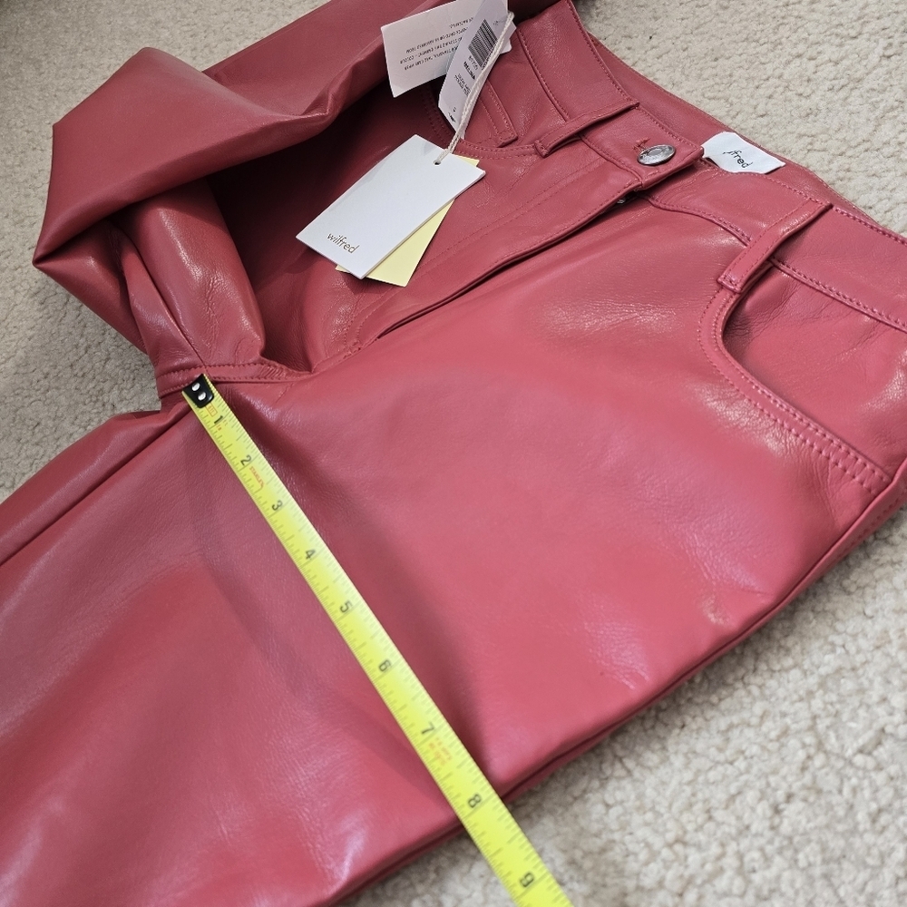 NWT Aritzia Wilfred The Melina Pant Vegan Leather - Rosy Red- SOLD OUT - Picture 8 of 12